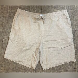 Cubavera Linen Blend Tan Shorts, Size XL, Elastic Drawstring Waist, Pockets